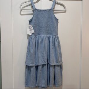 Nordstrom Girls Blue Smocked Tiered Cotton Dress NWT Size L (10–12)